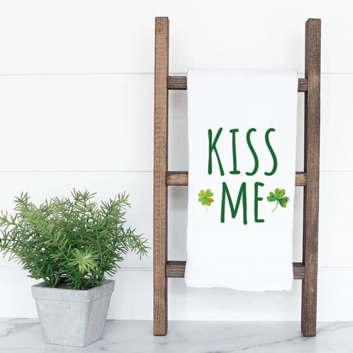 Kiss Me Tea Towel St. Patricks Day Kitchen Decor, BagMYGift