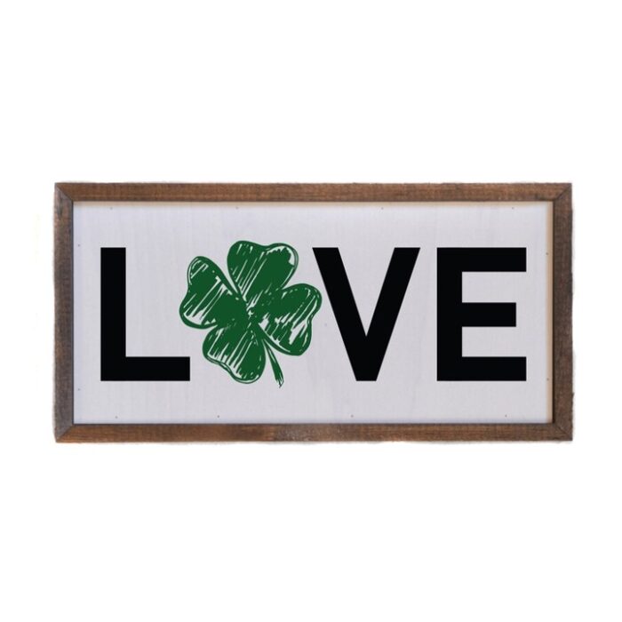 12 x 6 Love with Shamrock Box Sign, BagMYGift