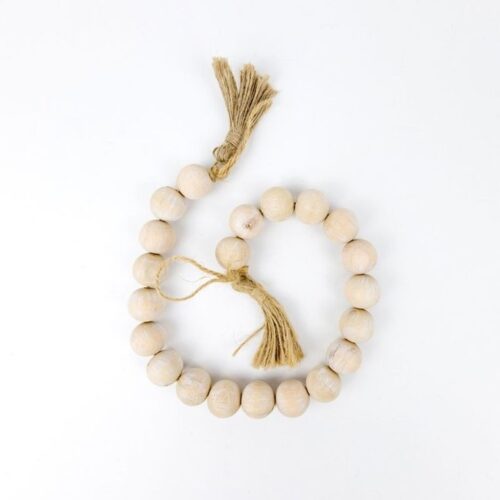 24" Wood Bead Garland W/Tassels Natural, BagMyGift