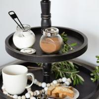15.5x18x15.5 Two Tiered Wood Tray, Black - Image 3