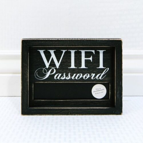 8 x 6 x 1.5 Wood Framed Chalkboard Sign (Wifi Password) Bk/Wh