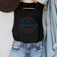 America Letter Print Graphic Tank Top, BagMYGift