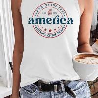 America Letter Print Graphic Tank Top, BagMYGift