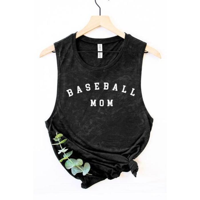 Baseball Mom Mineral Graphic Tank Top, BagMYGift