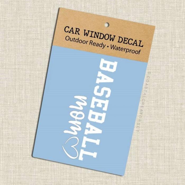 Baseball Mom White Vinyl Car Window Sticker Decal, BagMYGift