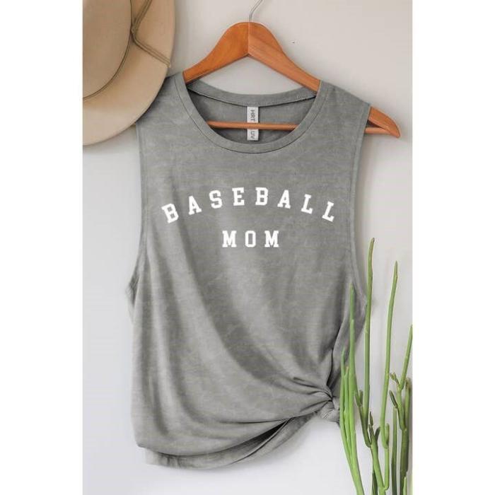 Baseball Mom Mineral Graphic Tank Top, BagMYGift