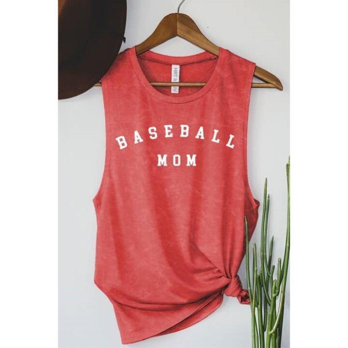 Baseball Mom Mineral Graphic Tank Top, BagMYGift