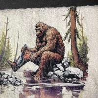 Bathing Bigfoot Wash Rag, Hand Towel, Bath Towel 3 Piece Set