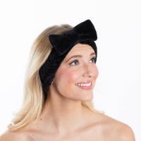 Plush Bow Spa Headband - Black, BagMYGift