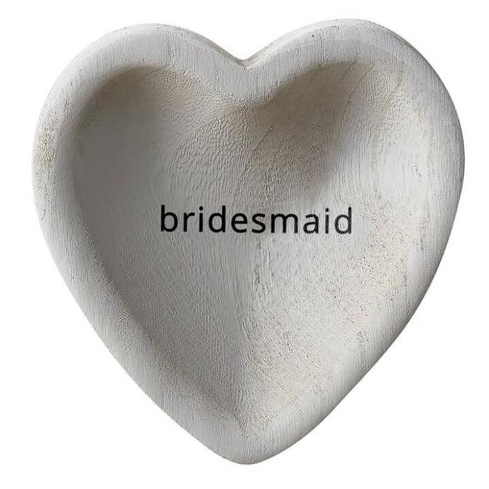 Grey Paulownia Heart Trinket Tray - Bridesmaid, BagMYGift