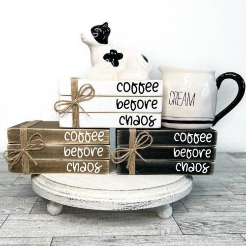 Coffee Mini Book Stack Coffee Tier Tray Decor, BagMYGift