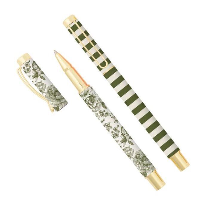 Green Floral Metal Pen Set, BagMYGift