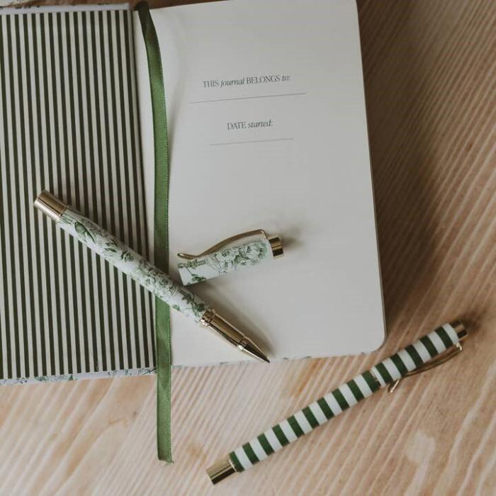 Green Floral Metal Pen Set, BagMYGift