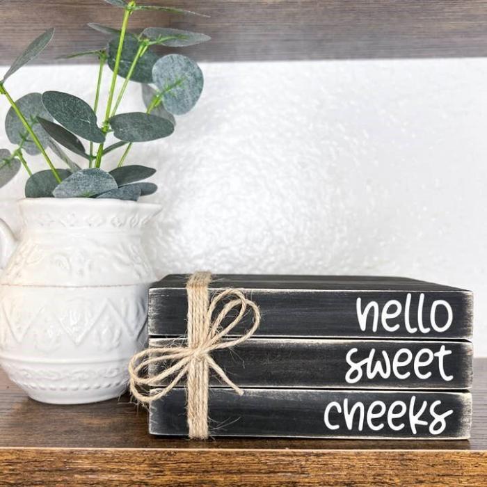 Bathroom Shelf Decor Mini Book Stack For Farmhouse Bath