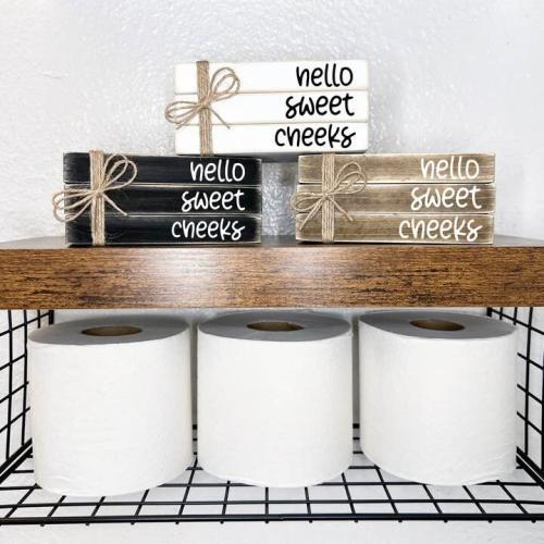 Bathroom Shelf Decor Mini Book Stack For Farmhouse Bath