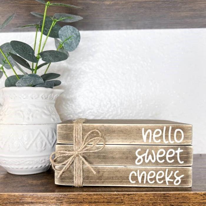 Bathroom Shelf Decor Mini Book Stack For Farmhouse Bath