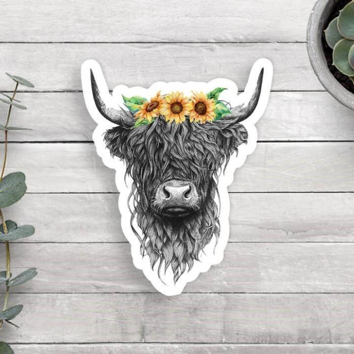 Highland Cow Vinyl Sticker, BagMYGift