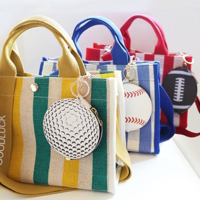 Baseball Keychain Bag Charm Zip Pouch, BagMYGift