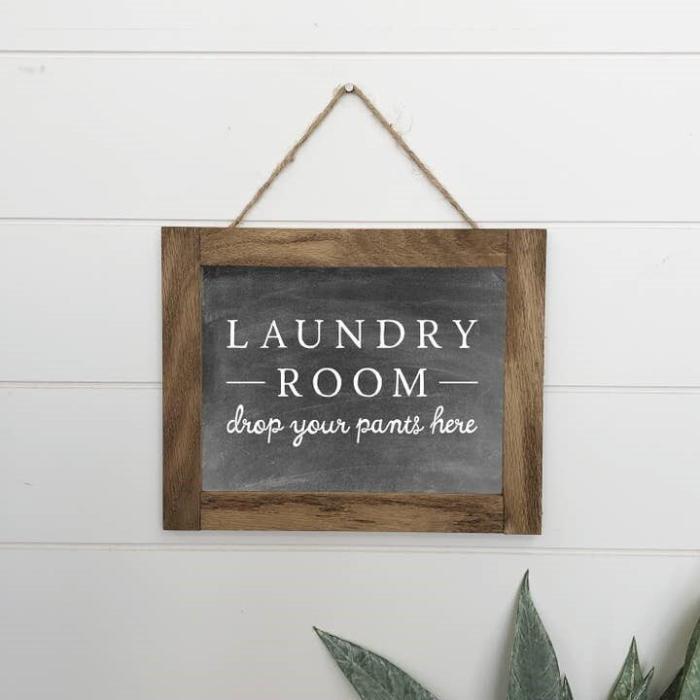 Laundry Room Art - Drop Your Pants Canvas Wood Sign
