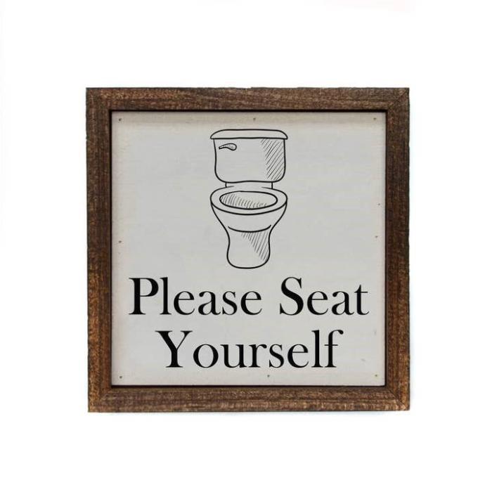 Please Seat Yourself 6 x 6 Wood Sign, BagMYGift