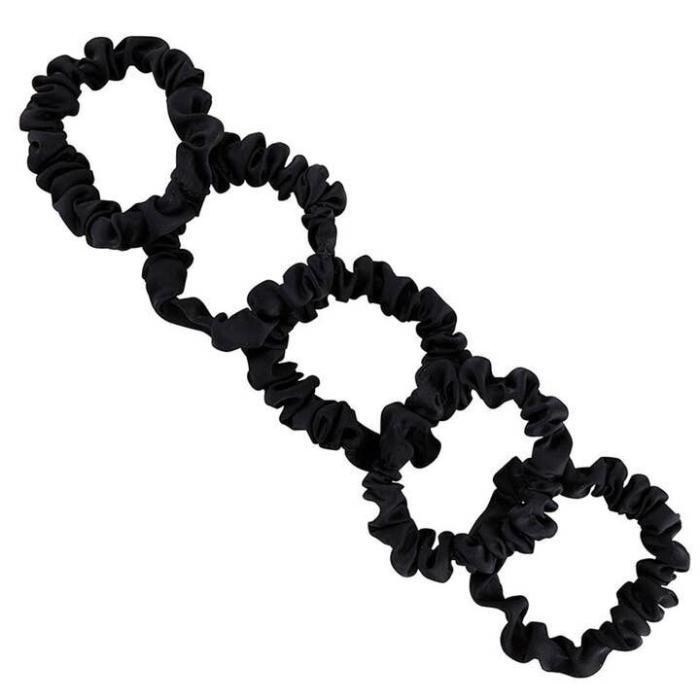 Satin Scrunchies Jar - Black Solid, BagMYGift