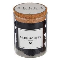Satin Scrunchies Jar - Black Solid, BagMYGift