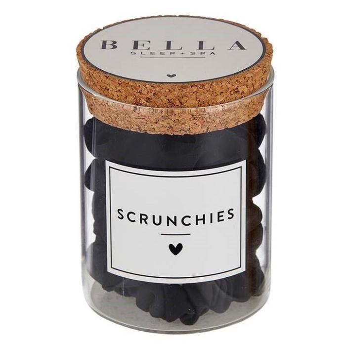 Satin Scrunchies Jar - Black Solid, BagMYGift