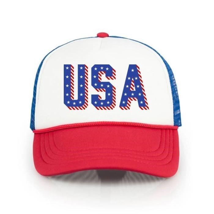 USA Stars Flag 4th of July Trucker Hat, BagMYGift