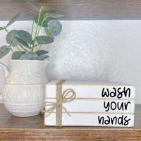 Wash Your Hands Bathroom Shelf Decor Mini Book Stack