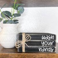 Wash Your Hands Bathroom Shelf Decor Mini Book Stack