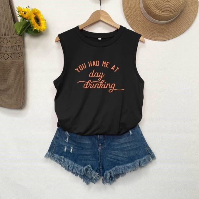 You Had Me At Day Drinking Print Graphic Tank Top, BagMYGift