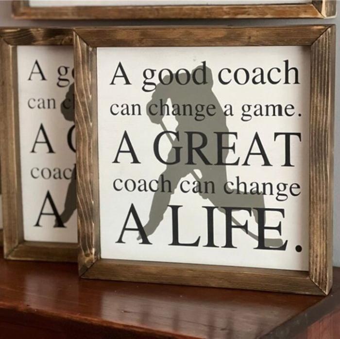 Hockey Coach 7" x 7" Wood Sign, BagMYGift