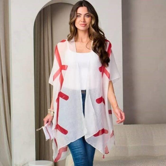 Baseball Game Day Kimono Cardigan Sports Shawl Cover Up