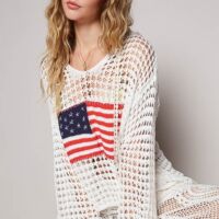 Long Sleeve American Flag Hoodie Thin Sweater Top, BagMYGift