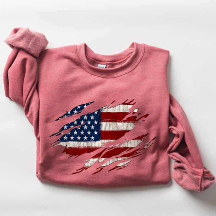 American Flag, Patriotic, 4th of July Sweatshirt, BagMYGift