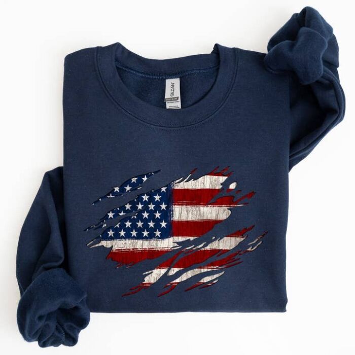 American Flag, Patriotic, 4th of July Sweatshirt, BagMYGift