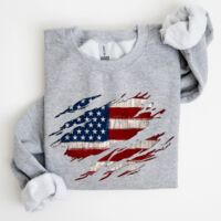 American Flag, Patriotic, 4th of July Sweatshirt, BagMYGift