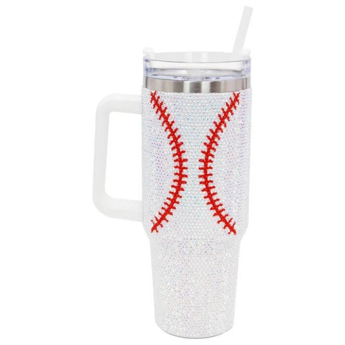 Baseball Gameday Bling Glam Stainless Tumbler, BagMYGift