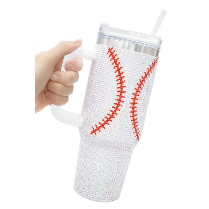 Baseball Gameday Bling Glam Stainless Tumbler, BagMYGift