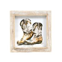 5x5 Reversible Wood Frame Sign - Hat/Boots Color, BagMYGift