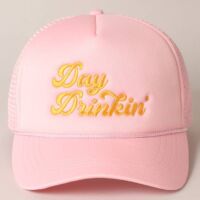 Day Drinkin' Texts Embroidery Mesh Back Trucker Hat, BagMYGift
