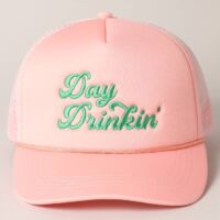 Day Drinkin' Texts Embroidery Mesh Back Trucker Hat, BagMYGift