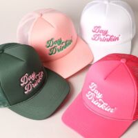 Day Drinkin' Texts Embroidery Mesh Back Trucker Hat, BagMYGift
