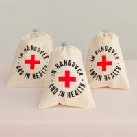 Hangover and in Health White Cotton Drawstring Gift Bag
