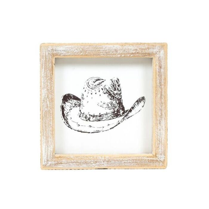 5x5 Reversible Wood Frame Sign - Hat/Boots - Image 3