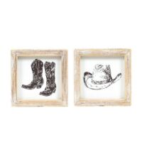 5x5 Reversible Wood Frame Sign - Hat/Boots, BagMYGift
