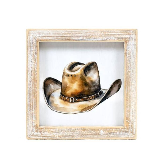 5x5 Reversible Wood Frame Sign - Hat/Boots Color - Image 3