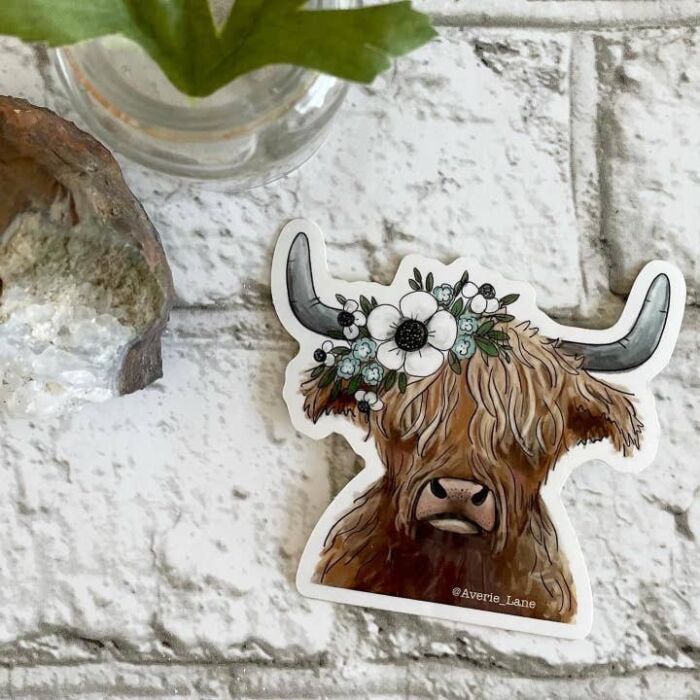 Highland Cow Sticker, BagMYGift