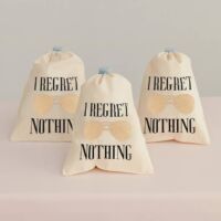 I Regret Nothing Hangover White Cotton Drawstring Gift Bag