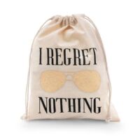 I Regret Nothing Hangover White Cotton Drawstring Gift Bag